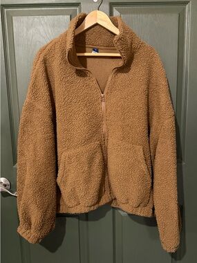 Old Navy Tan Sherpa Zip-Up Jacket